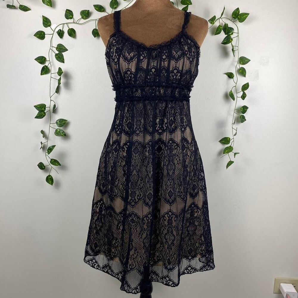 Vintage Vanity y2k black lace babydoll dress ruffled empire waist gothic grunge